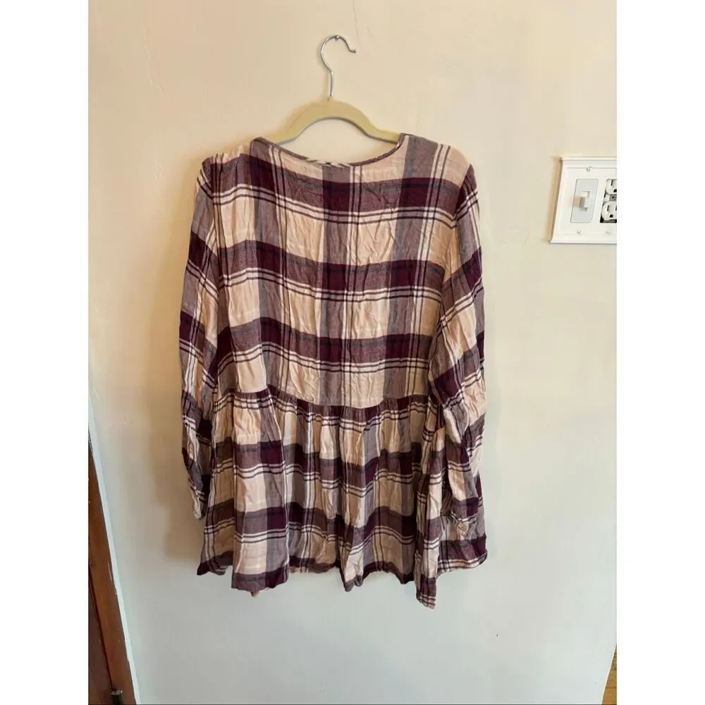 Lane Bryant V Neck Plaid Flannel Long Sleeve Women SZ 22/24 - Picture 7 of 7